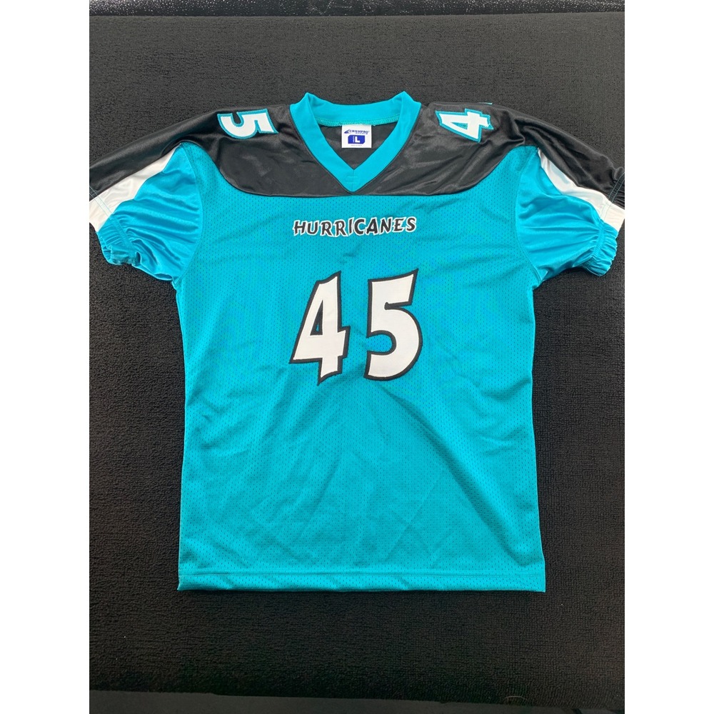 Youth Large‎ Champ-Pro Hurricanes Football Jersey 45 Teal Black White